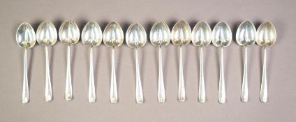 GEORGE V SET OF TWELVE SILVER COFFEE SPOONS WITH HEART SHAPED BOWLS BY THE ATKIN BROTHERS, Sheffield
