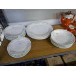 ROYAL ALBERT HAZY DAWN (FOR ALL SEASON), DINNER SERVICE, VIZ 6 DINNER PLATES, 7 SOUP BOWLS, 7