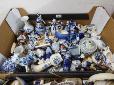 A LARGE QUANTITY OF CERAMICS, MOSTLY BLUE AND WHITE DUTCH ORNAMENTS (CONTENTS OF ONE BOX)