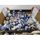 A LARGE QUANTITY OF CERAMICS, MOSTLY BLUE AND WHITE DUTCH ORNAMENTS (CONTENTS OF ONE BOX)