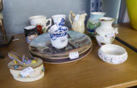 TEN ITEMS OF POTTERY/CHINA TO INCLUDE; OLD TUPTON WARE TUBE LINED VASE, LAKE SCENE, 3 3/4" (9.5cm)