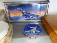 A SET OF FOUR DAVENPORT POTTERY 'CONCORDE' COLLECTORS PLATES, TOGETHER WITH A BRADFORD EXCHANGE