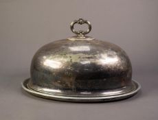 ELECTROPLATE LARGE OVAL MEAT DOME, with loop handle surmounting, egg and dart border, with wall