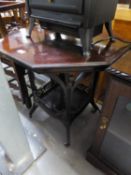 EDWARDIAN DARK MAHOGANY OCTAGONAL CENTRE TABLE WITH GALLERIED UNDER PLATFORM