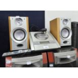 A SHARP MINI AUDIO SYSTEM OF CD PLAYER AND A PAIR OF SPEAKERS