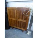 TWO SQUARE TEAK SLATTED FOLD-AWAY GARDEN TABLES (90cm x 90cm) (2)