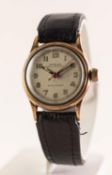 VINTAGE CRYSLER GOLD PLATED CASED WRISTWATCH with arabic dial and leather strap