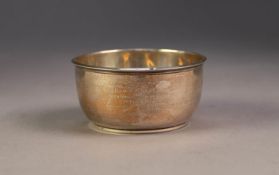 EDWARD VII SILVER PLAIN CIRCULAR GOLF TROPHY SUGAR BOWL, 3 1/2" diameter (8.75cm), Birmingham