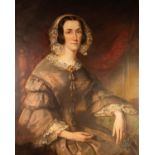 BRITISH SCHOOL (NINETEENTH CENTURY)  OIL PAINTING ON RELINED CANVAS  Half length portrait of a