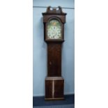 NINETEENTH CENTURY OAK LONGCASE CLOCK SIGNED Jon, HALL, GRIMSBY, the 13? painted dial with