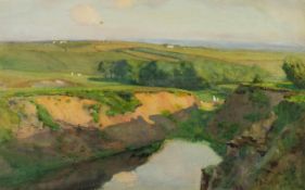 FRED BALSHAW (Late Nineteenth/early Twentieth Century)  WATERCOLOUR  A landscape with 'Quarlton Fold