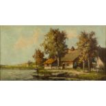 FRENCH SCHOOL (late 19th Century) OIL ON CANVAS Barbizon School style river landscape with