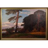 N. HELLGREWE (Early 20th Century) OIL ON CANVAS Woodland landscape Signed lower right 31 x 47in (