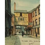 DONALD DAKEYNE (1931)  PEN AND WASH DRAWING  'The Grapes Hotel, Bolton in 1920' signed and titled