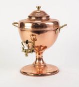 TWO HANDLED PEDESTAL COPPER AND BRASS SMALL TEA URN, 12? (30.5cm) high