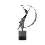 JENNINE PARKER (b.1971) LIMITED EDITION PATINATED BRONZE AND WHITE METAL FIGURE ?Moonlight?, (155/