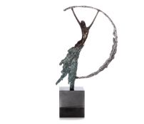 JENNINE PARKER (b.1971) LIMITED EDITION PATINATED BRONZE AND WHITE METAL FIGURE ?Moonlight?, (155/