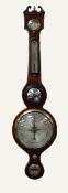 NINETEENTH CENTURY MAHOGANY BANJO BAROMETER SIGNED C.T. SINCLAIR, LONDON, the 8? silvered dial
