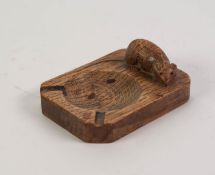 ROBERT ?MOUSEMAN? THOMPSON CARVED OAK ASHTRAY, of canted oblong form with carved mouse surmount,