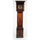 EIGHTEENTH CENTURY OAK GRANDMOTHER CLOCK SIGNED MADDOCK, LEEK, the 8 ¼? brass dial with silvered
