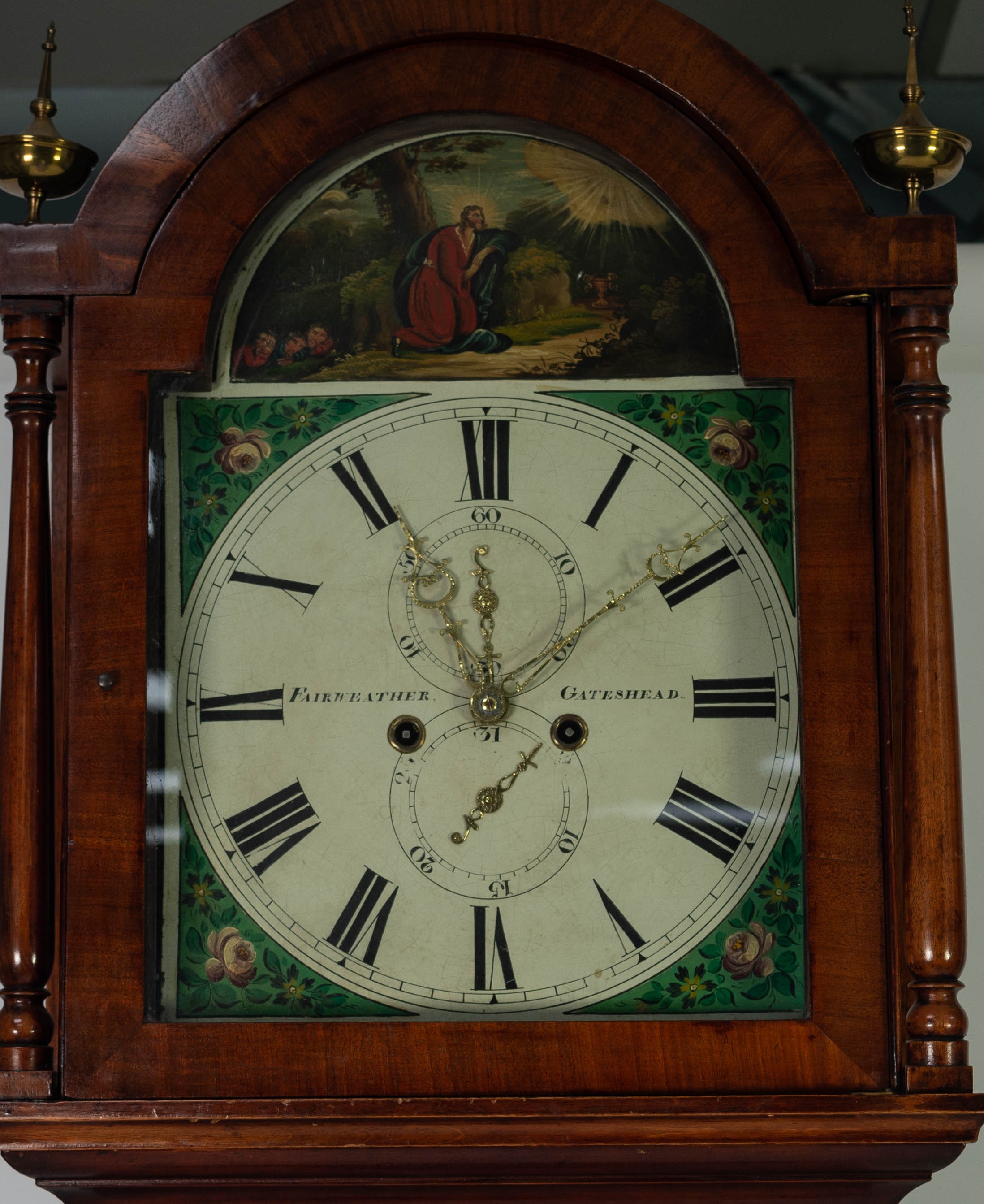 NINETEENTH CENTURY FIGURED MAHOGANY LONGCASE CLOCK SIGNED FAIRWEATHER, GATESHEAD, the 13? painted - Image 2 of 2