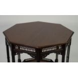 EDWARDIAN CARVED MAHOGANY OCTAGONAL OCCASIONAL TABLE, the moulded top above an arch pierced