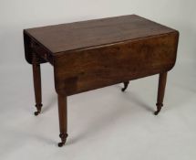 EARLY NINETEENTH CENTURY MAHOGANY PEMBROKE TABLE, of typical form with turned wood handles to the