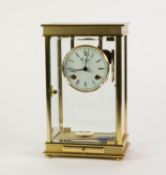 MODERN GERMAN GILT METAL FOUR GLASS MANTLE CLOCK SIGNED WOODFORD AND WITH MOVEMENT BY FRANZ
