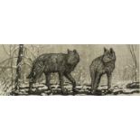 DON LI-LEGER (Canadian) ETCHING WITH AQUATINT Wolf Watch Signed, titled and numbered 70/200 in