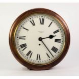 STAINED BEECH FRAMED WALL CLOCK SIGNED THOMAS SAMPSON, OLDHAM, the 12? Roman dial powered by a