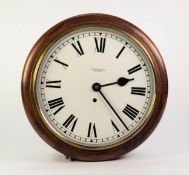 STAINED BEECH FRAMED WALL CLOCK SIGNED THOMAS SAMPSON, OLDHAM, the 12? Roman dial powered by a