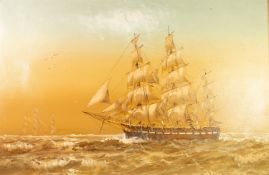 VASCO (TWENTIETH CENTURY)  OIL ON CANVAS  Clipper ship under full sail, Signed lower right  24" x