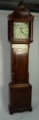 EIGHTEENTH CENTURY OAK AND MAHOGANY CROSSBANDED LONGCASE CLOCK SIGNED O. DAVIES, LLANIDLOES, the 12?