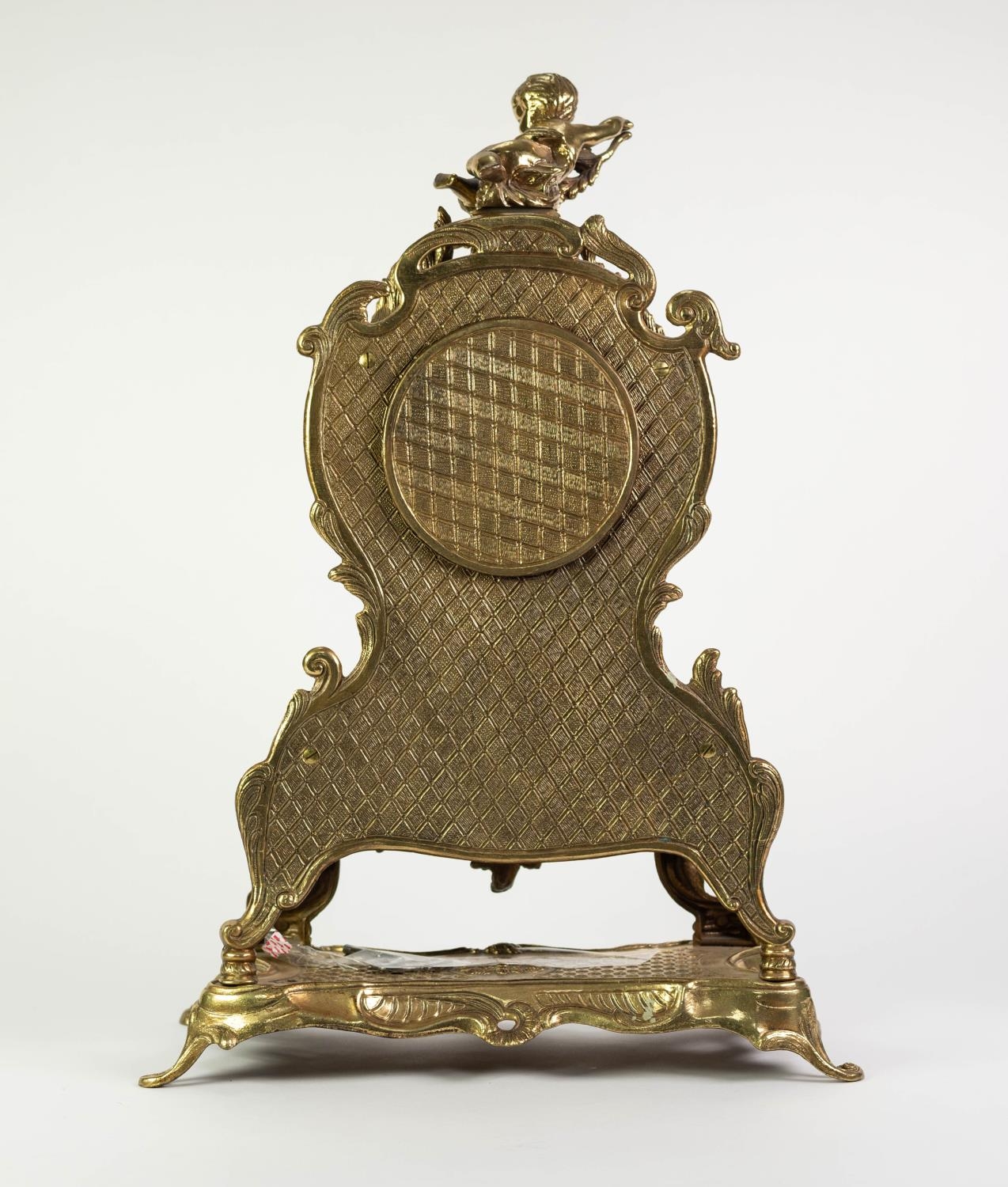 CAST BRASS LARGE MANTLE CLOCK IN THE ROCOCO TASTE, the twelve piece 4? Roman dial powered by a - Image 3 of 3