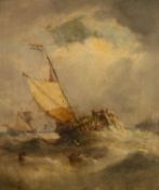 STYLE OF JOHN MOORE OF IPSWICH (1820 - 1902) PAIR OF OIL PAINTINGS ON CANVAS Sailing craft in