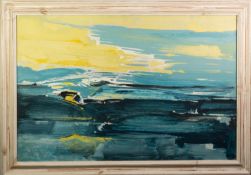 KENNETH LAWSON (1920 - 2008) OIL PAINTING ON BOARD Blue Ligurian Coastline (Italian Riviera)