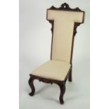 NINETEENTH CENTURY CARVED ROSEWOOD PRIE DIEU CHAIR, the moulded show-wood frame with scroll carved
