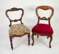 WILLIAM IV CARVED ROSEWOOD SINGLE DINING CHAIR, the scroll carved open and waisted back above a