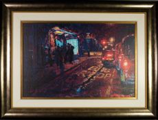 ?ROLF HARRIS (b.1930) ARTIST SIGNED LIMITED EDITION COLOUR PRINT ?Bus Stop. Hyde Park Corner, (89/