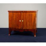 EARLY TWENTIETH CENTURY MAHOGANY APPRENTICE PIECE BOW FRONTED TWO DRAWER JEWELLERY CABINET WITH FOUR
