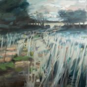 KATE DAVIES (1987-2021) OIL ON CANVAS  Long Grass Unsigned 60? x 60? (152.4cm x 152.4cm) Purchased