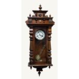 VICTORIAN WALNUT CASED VIENNA STYLE WALL CLOCK, the 5? two part Roman dial, powered by a spring
