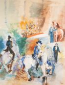 ? JEAN DUFY (1888 - 1964) GOUACHE DRAWING Circus scene with ringmaster, equestrian figures and