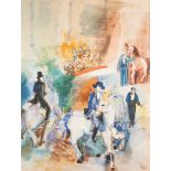 ? JEAN DUFY (1888 - 1964) GOUACHE DRAWING Circus scene with ringmaster, equestrian figures and