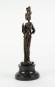 MILO FOR EUROPEAN BRONZE FINERY, MODERN PATINATED BRONZE FEMALE FIGURE, modelled standing, wearing