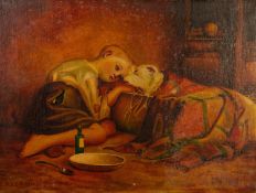 H.H. DRONFIELD  OIL ON CANVAS  Child lying beside a sick dog signed and dated 1929 lower left