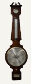 NINETEENTH CENTURY FIGURED MAHOGANY BANJO BAROMETER SIGNED GUGERI & Co, LONDON, the 10? silvered