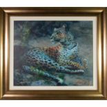 ?ROLF HARRIS (b.1930) ARTIST SIGNED LIMITED EDITION COLOUR PRINT ON CANVAS ?Leopard Reclining at