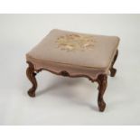 PARKINSONS, CABINET MAKERS, RICHMOND, VICTORIAN ROCOCO CARVED ROSEWOOD LARGE SQUARE FOOTSTOOL,