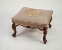 PARKINSONS, CABINET MAKERS, RICHMOND, VICTORIAN ROCOCO CARVED ROSEWOOD LARGE SQUARE FOOTSTOOL,